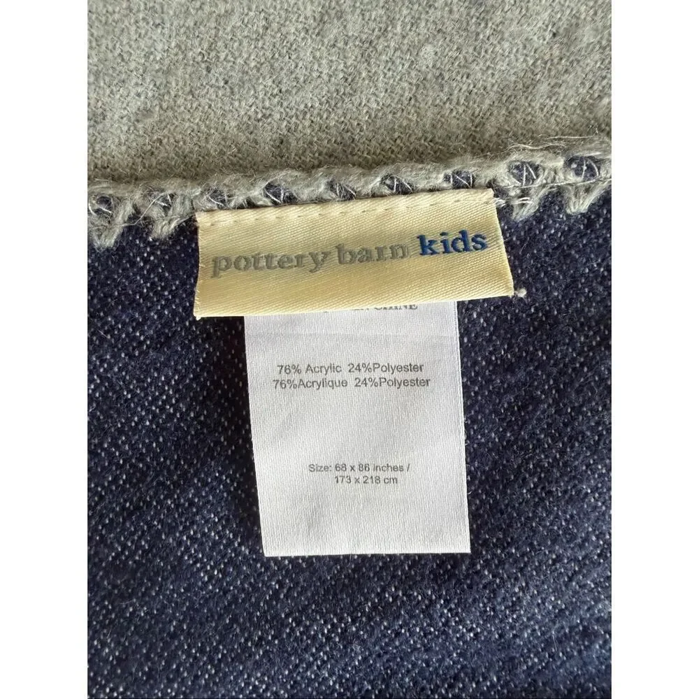 Pottery Barn Kids Navy Gray Star Print Blanket
